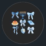Happy Hanukkah Coquette Bow Chanukah Jewish Women  Classic Round Sticker<br><div class="desc">Happy Hanukkah Coquette Bow Chanukah Jewish Women Girls</div>