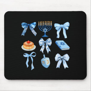 Happy Hanukkah Coquette Bow Chanukah Jewish Women Mouse Mat