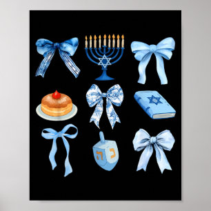 Happy Hanukkah Coquette Bow Chanukah Jewish Women  Poster