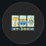 Happy Hanukkah Coquette Menorah Dreidel Chanukah G Classic Round Sticker<br><div class="desc">Happy Hanukkah Coquette Menorah Dreidel Chanukah Girls Women</div>