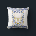 Happy Hanukkah Cushion<br><div class="desc">Happy Hanukkah menorah throw pillow.</div>