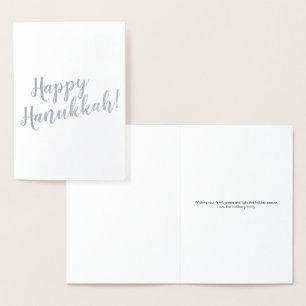 Happy Hanukkah custom modern script typography Foil Card