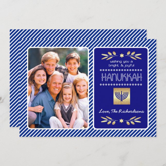 Happy Hanukkah. Custom Photo Holiday Card (Front/Back)