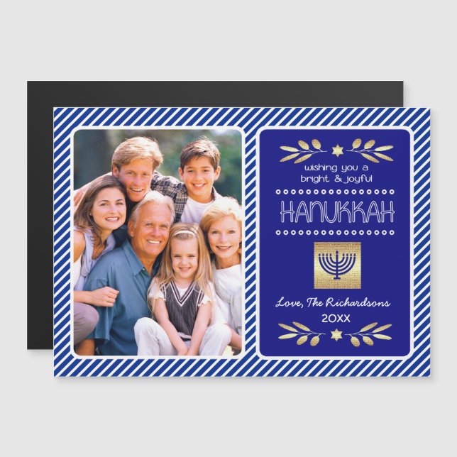 Happy Hanukkah. Custom Photo Magnetic Cards (Front/Back)