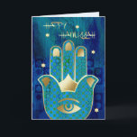 Happy Hanukkah. Customisable Greeting Cards<br><div class="desc">Happy Hanukkah! / Happy Chanukah! Star of David and Hamsa Hand Lucky Symbol Design Customisable Hanukkah Greeting Cards with a personalised greeting. Matching cards and gifts available in the Jewish Holidays / Hanukkah Category of our store.</div>