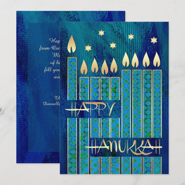 Happy Hanukkah. Customisable Greeting Cards (Front/Back)