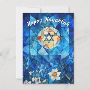 🕎 Happy Hanukkah, customisable stained glass Holiday Card