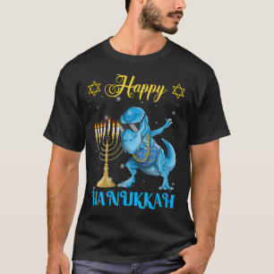 Happy Hanukkah Dabbing Dinosaur Rex Rapper Hip hop T-Shirt