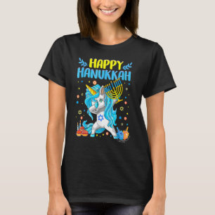 Happy Hanukkah Dabbing Jewish Unicorn Kids Chanuka T-Shirt