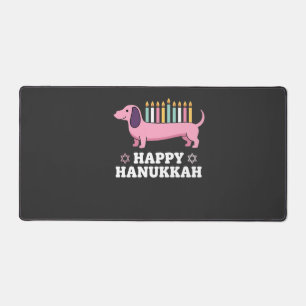 Happy Hanukkah Dachshund Dog Desk Mat
