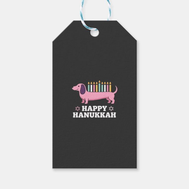 Happy Hanukkah Dachshund Dog Gift Tags (Front)