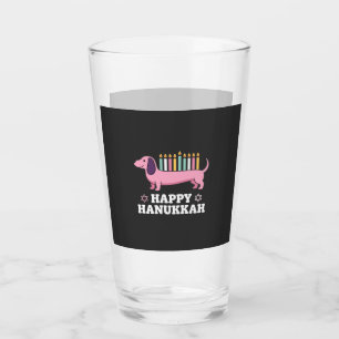 Happy Hanukkah Dachshund Dog Glass