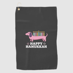Happy Hanukkah Dachshund Dog Golf Towel