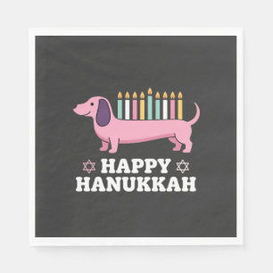 Happy Hanukkah Dachshund Dog Napkin