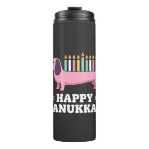 Happy Hanukkah Dachshund Dog Thermal Tumbler