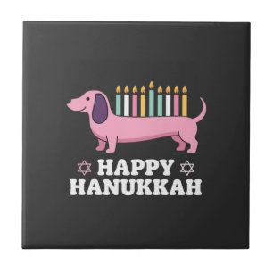 Happy Hanukkah Dachshund Dog Tile