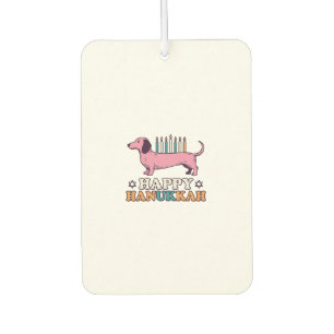 Happy Hanukkah Dachshund Menorah Dog Shirt Design_ Car Air Freshener