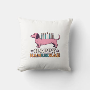 Happy Hanukkah Dachshund Menorah Dog Shirt Design_ Cushion