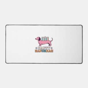 Happy Hanukkah Dachshund Menorah Dog Shirt Design_ Desk Mat