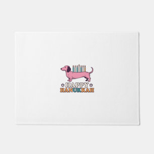 Happy Hanukkah Dachshund Menorah Dog Shirt Design_ Doormat