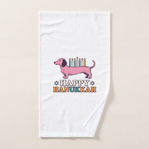 Happy Hanukkah Dachshund Menorah Dog Shirt Design_ Hand Towel