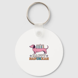 Happy Hanukkah Dachshund Menorah Dog Shirt Design_ Key Ring