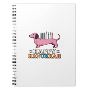 Happy Hanukkah Dachshund Menorah Dog Shirt Design_ Notebook