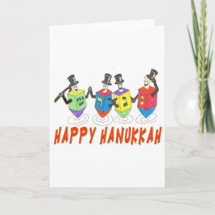 Happy Hanukkah Dancing Dreidels Holiday Card