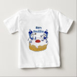 Happy Hanukkah Dancing Dreidels Jelly Doughnut Baby T-Shirt<br><div class="desc">You are viewing The Lee Hiller Design Collection. Apparel,  Gifts & Collectibles Lee Hiller Photography or Digital Art Collection. You can view her Nature photography at http://HikeOurPlanet.com/ and follow her hiking blog within Hot Springs National Park.</div>