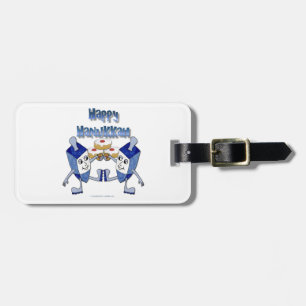 Happy Hanukkah Dancing Dreidels Jelly Doughnut Luggage Tag