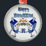 Happy Hanukkah Dancing Dreidels Jelly Doughnut Metal Tree Decoration<br><div class="desc">You are viewing The Lee Hiller Design Collection. Apparel,  Gifts & Collectibles Lee Hiller Photography or Digital Art Collection. You can view her Nature photography at http://HikeOurPlanet.com/ and follow her hiking blog within Hot Springs National Park.</div>