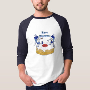 Happy Hanukkah Dancing Dreidels Jelly Doughnut T-Shirt