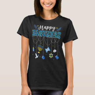 Happy Hanukkah Decorations Dreidel Menorah Chanuka T-Shirt