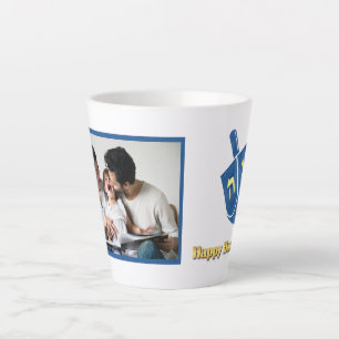 Happy Hanukkah Dreidel and Photo Latte Mug