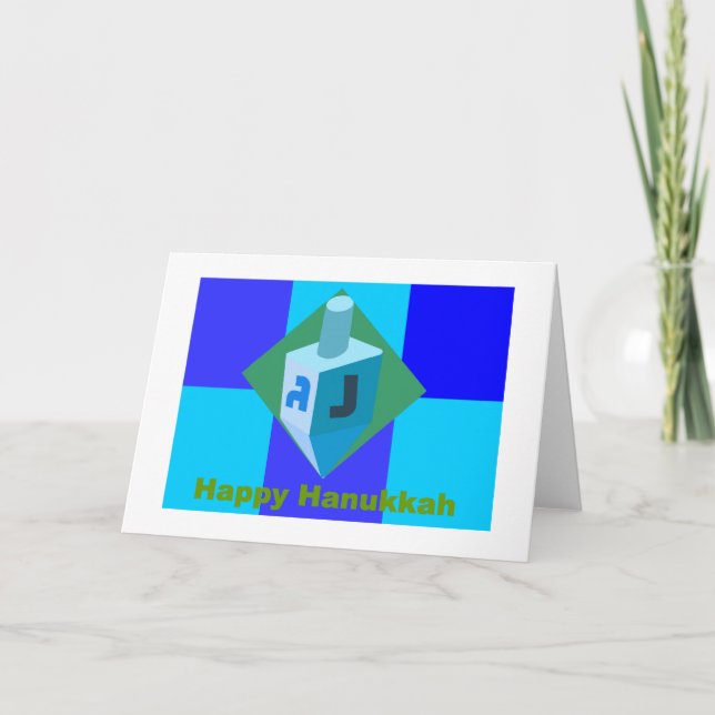 Happy Hanukkah Dreidel Card (Front)