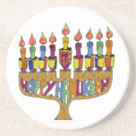 Happy Hanukkah Dreidels Menorah Coaster<br><div class="desc">You are viewing The Lee Hiller Design Collection. Apparel,  Gifts & Collectibles Lee Hiller Photography or Digital Art Collection. You can view her Nature photography at http://HikeOurPlanet.com/ and follow her hiking blog within Hot Springs National Park.</div>