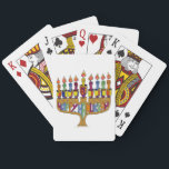 Happy Hanukkah Dreidels Menorah Playing Cards<br><div class="desc">You are viewing The Lee Hiller Design Collection. Apparel, Gifts & Collectibles Lee Hiller Photography or Digital Art Collection. You can view her Nature photography at http://HikeOurPlanet.com/ and follow her hiking blog within Hot Springs National Park.</div>