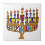 Happy Hanukkah Dreidels Menorah Tile<br><div class="desc">You are viewing The Lee Hiller Design Collection. Apparel,  Gifts & Collectibles Lee Hiller Photography or Digital Art Collection. You can view her Nature photography at http://HikeOurPlanet.com/ and follow her hiking blog within Hot Springs National Park.</div>