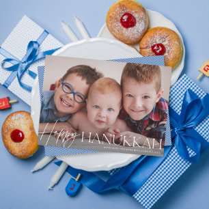 Happy Hanukkah Elegant Script Holiday Photo Card