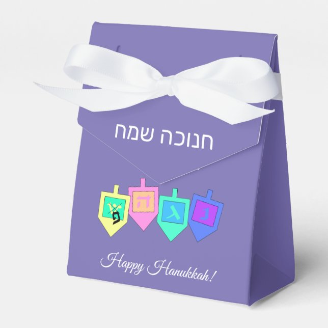 Happy Hanukkah English Hebrew Favour Box (Front Side)