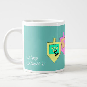 Happy Hanukkah English Hebrew Large Coffee Mug