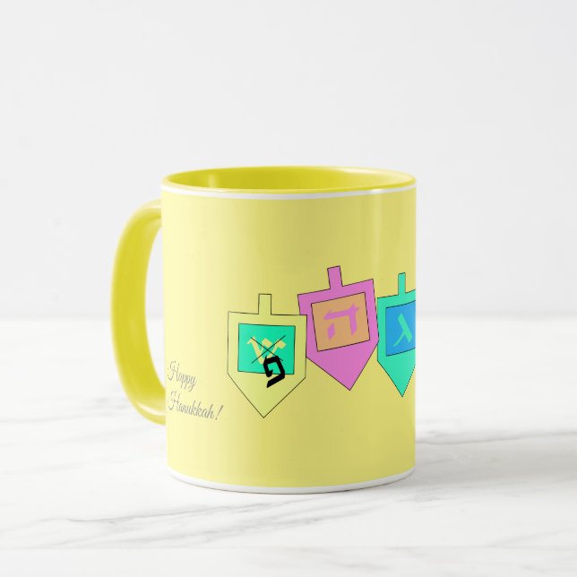Happy Hanukkah English Hebrew Mug (Front Left)