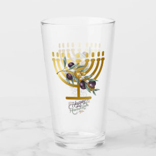 Happy Hanukkah Entertaining Glass