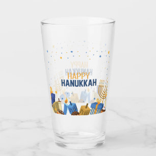 Happy Hanukkah Entertaining Glass