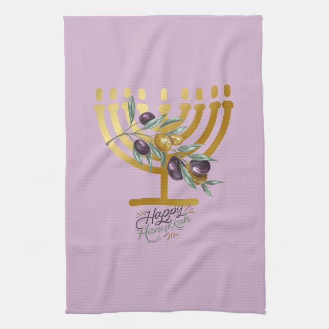 Happy Hanukkah Entertaining Tea Towel (Vertical)