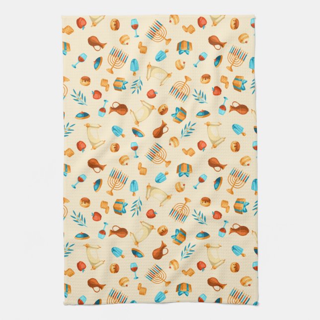 Happy Hanukkah Entertaining Tea Towel (Vertical)