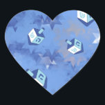 Happy Hanukkah Falling Star and Dreidels Heart Sticker<br><div class="desc">You are viewing The Lee Hiller Design Collection. Apparel,  Gifts & Collectibles Lee Hiller Photography or Digital Art Collection. You can view her Nature photography at http://HikeOurPlanet.com/ and follow her hiking blog within Hot Springs National Park.</div>