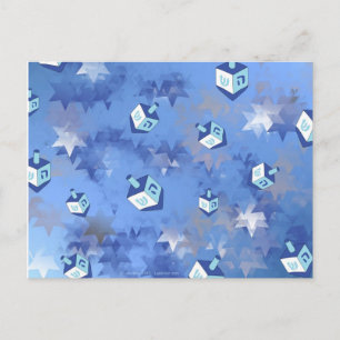 Happy Hanukkah Falling Star and Dreidels Holiday Postcard