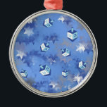 Happy Hanukkah Falling Star and Dreidels Metal Tree Decoration<br><div class="desc">You are viewing The Lee Hiller Design Collection. Apparel,  Gifts & Collectibles Lee Hiller Photography or Digital Art Collection. You can view her Nature photography at http://HikeOurPlanet.com/ and follow her hiking blog within Hot Springs National Park.</div>