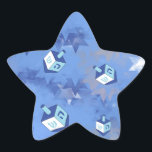 Happy Hanukkah Falling Star and Dreidels Star Sticker<br><div class="desc">You are viewing The Lee Hiller Design Collection. Apparel,  Gifts & Collectibles Lee Hiller Photography or Digital Art Collection. You can view her Nature photography at http://HikeOurPlanet.com/ and follow her hiking blog within Hot Springs National Park.</div>